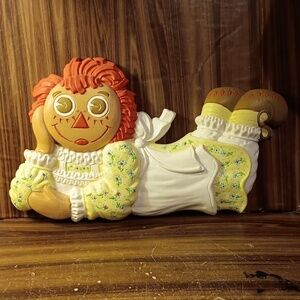 Vintage Raggedy Ann ceramic wall art